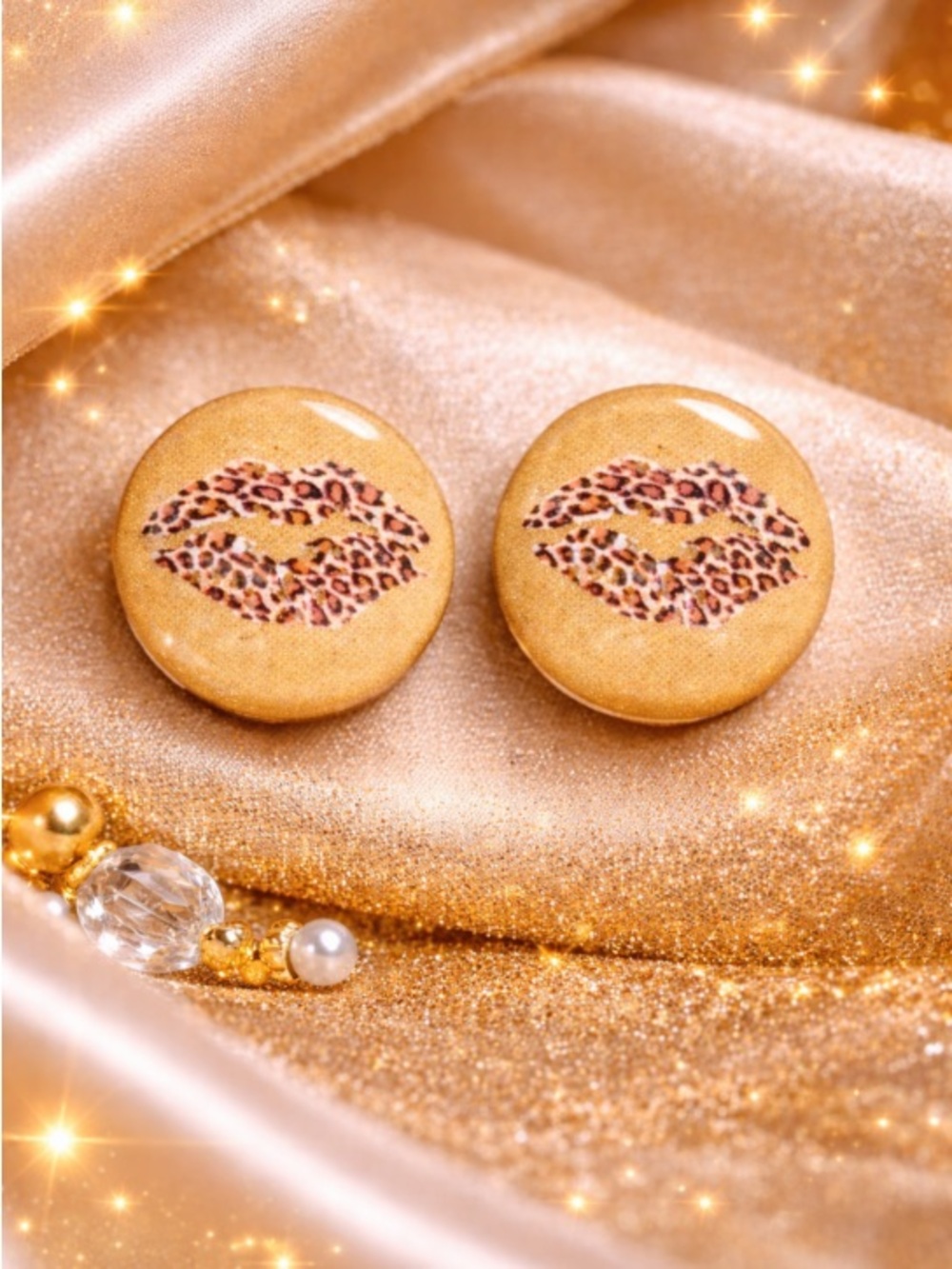 Gold Leopard Kiss Stud Earrings - Women Jewelry
